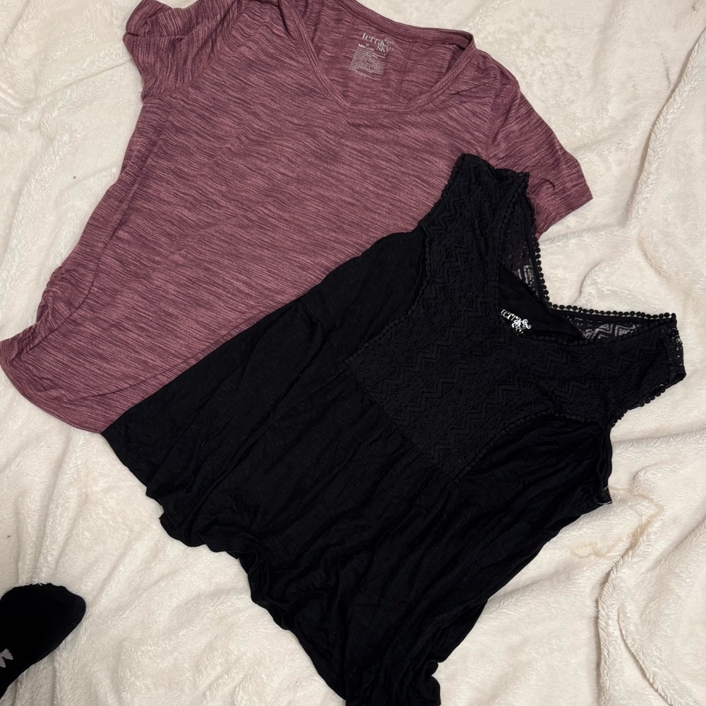 Terra & Sky Women's Black and Purple Tops